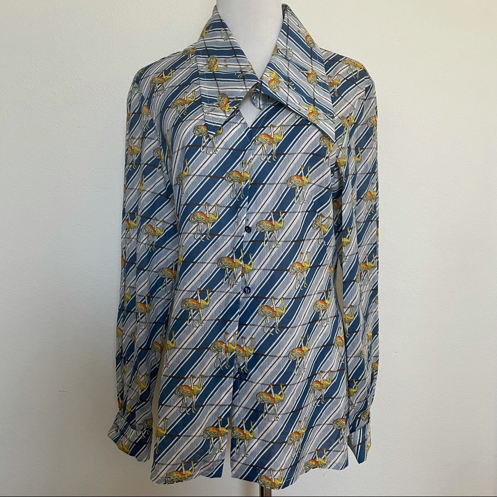 Gucci ostrich printed lightweight button shirt